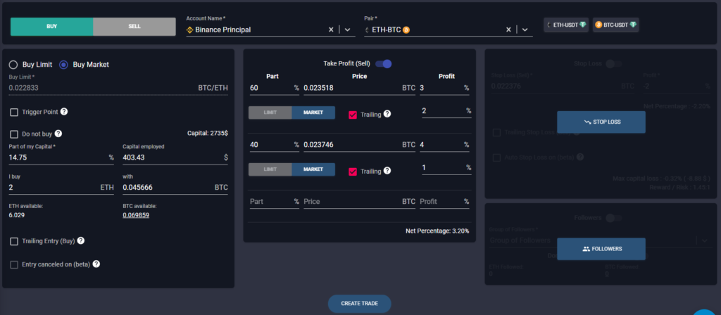 smart trading with one entry and two TP trailing