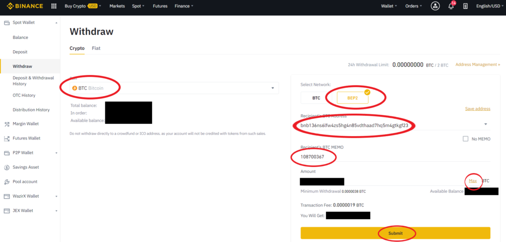 what is label in btc withdrawl in binance