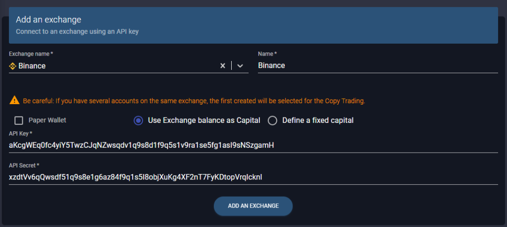 Adding a exchange on Wall Of Traders