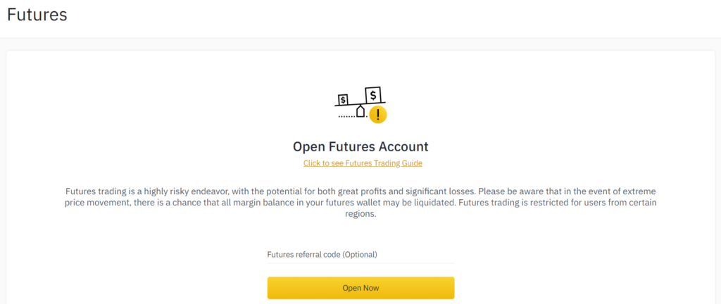 Open a Binance Futures account