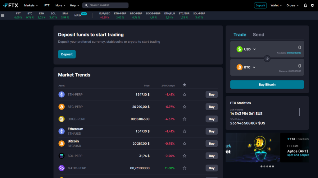 FTX tutorial, The basics of the FTX exchange platform