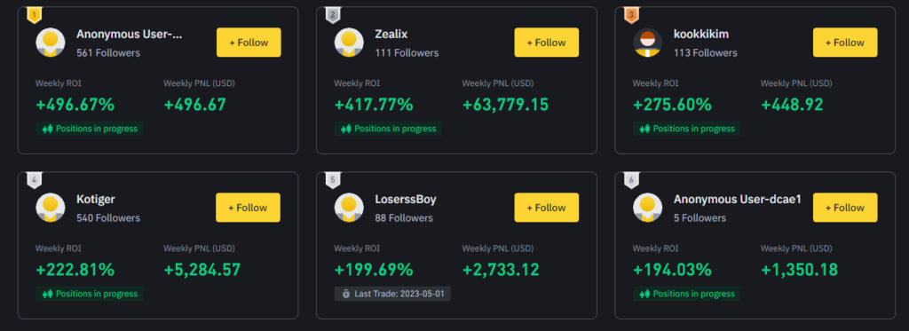 Choose a trader on the Binance Leaderboard 